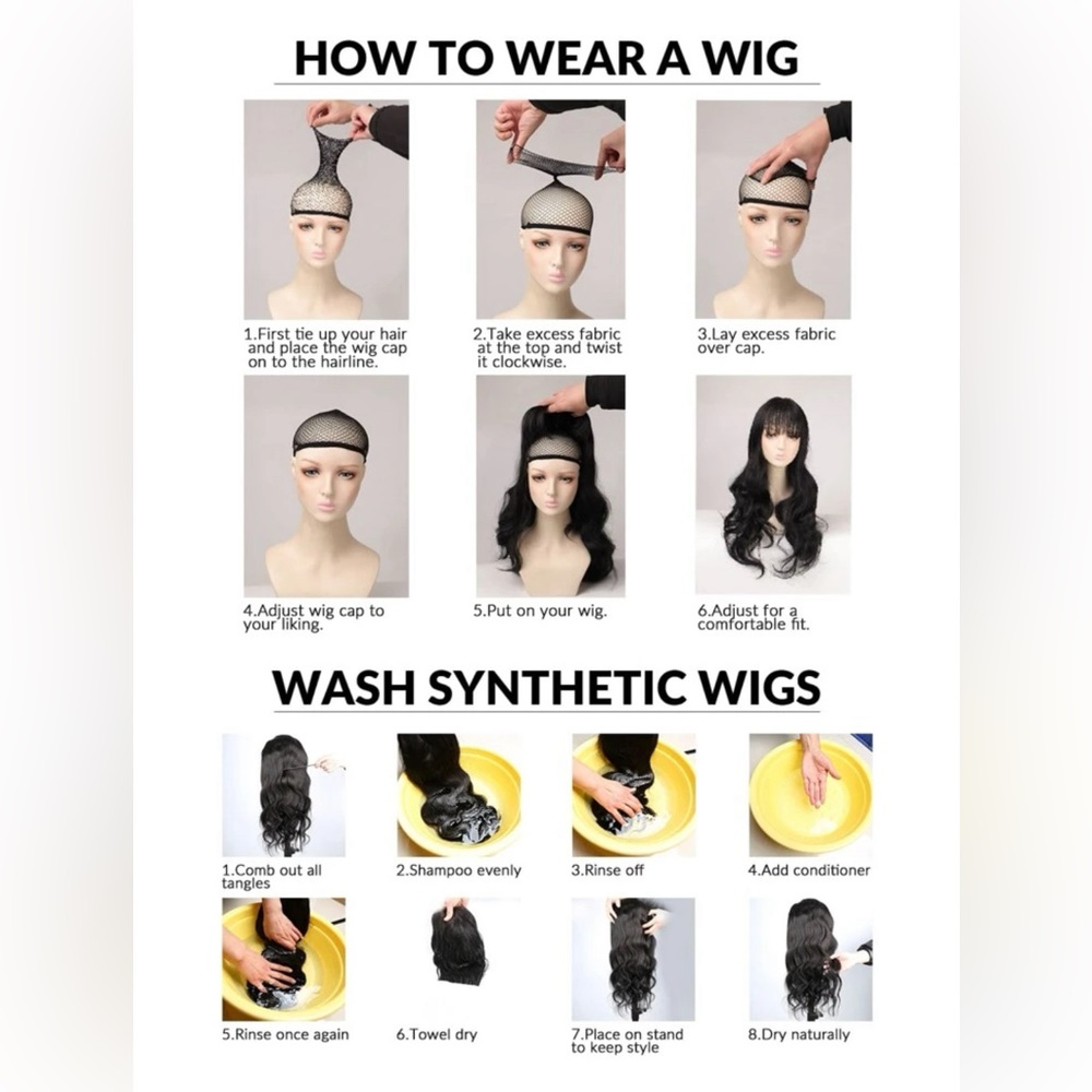 Wig with bangs dark brown/black - Picture 5 of 8